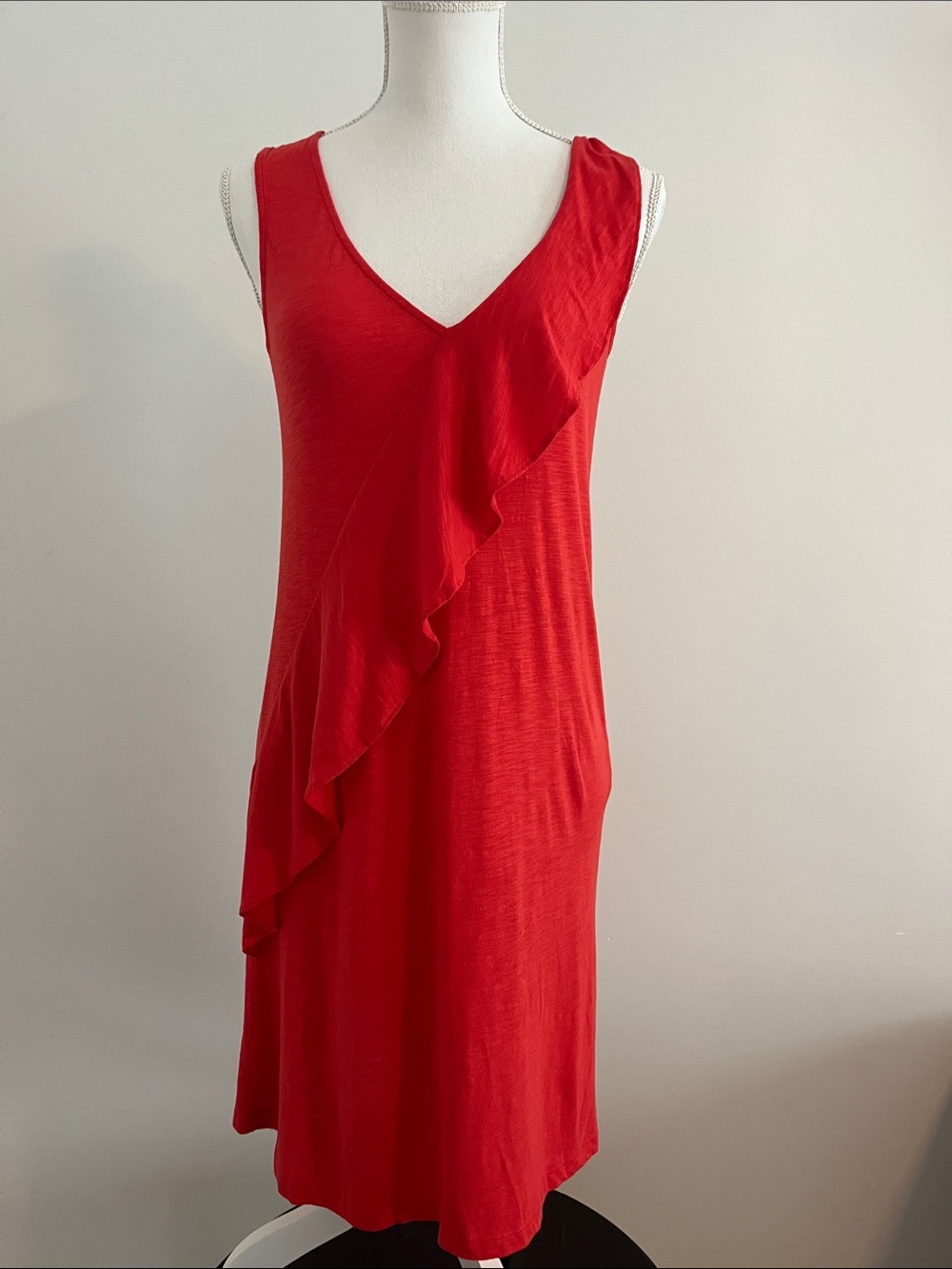 Lilla P Red V-Neck Ruffle Midi Dress excellent condition Size S
